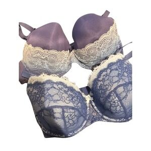 Adore me lot of 2 Bra Blue /purple Lace Trim Padded Underwire 42G 42 DDDD